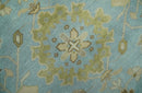 Light Blue, Beige and Ivory Hand knotted 8x10 Traditional Oriental Oushak wool rug