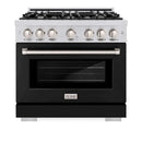 ZLINE 36" Select Dual Fuel Range Gas Cooktop Electric Convection Oven Stainless Steel Black Matte Door HDR-BLM-36