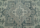 Gray And Beige Turkish Design Hand Knotted Custom Made Wool And Linen Rug