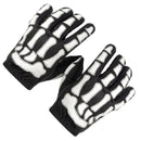 Skeleton Leather Motorcycle Glove - Black-White