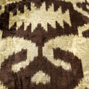 Handmade Velvet Pillow with insert – Olive & Brown Ikat Pattern, 16x24"