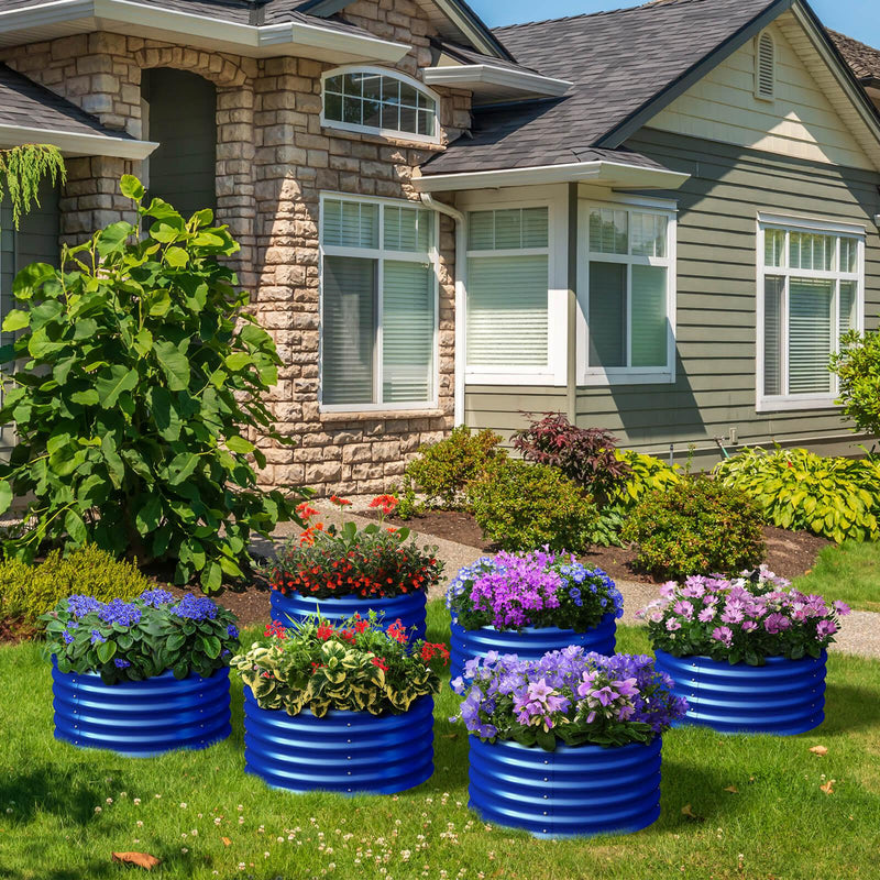 17" Tall, 24" Round Pair Raised Garden Beds , (2) per set. in Cobalt Blue