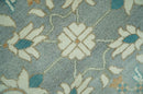 8x10 Traditional Floral Silver and Ivory Hand Knotted wool area rug