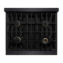 ZLINE 30" Select Gas Range Convection Gas Oven Black Stainless Steel Brass Burners HGRB-BR-30