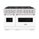ZLINE 48"Classic Gas Range, Convection Gas Oven, Stainless Steel, White Matte Door CGR-WM-48