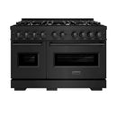 ZLINE 48" Dual Fuel Range, Gas Cooktop, Electric Convection Oven Black Stainless Steel, CDRB-48