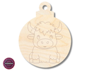 Unfinished Wood Etched Highland Cow Ornament Shape | JGrondz | Paint By Line Crafts | up to 30" DIY