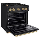 ZLINE 30" Classic Gas Range, Convection Gas Oven Black Stainless Steel, Champagne Bronze CGRBZ-30-CB