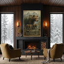 Mother Bear and Cubs Crossing Double Exposure Wall Art
