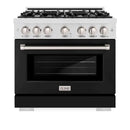 ZLINE 36" Select Gas Range Convection Gas Oven DuraSnow® Stainless Steel Black Matte Door HGRS-BLM-36
