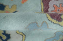 Custom Made Blue and Gray Hand Knotted Traditional Oushak Wool Area Rug