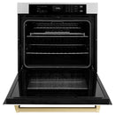ZLINE 30" Autograph Edition Professional True Convection Single Wall Oven, Air Fry, Self Clean, White Matte, Champagne Bronze WASZ-WM-30-CB
