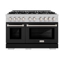 ZLINE 48" Select Gas Range Convection Gas Oven DuraSnow® Stainless Steel Black Matte Door HGRS-BLM-48