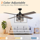 52" Mirelle Indoor Black Downrod Mounting Ceiling Fan with Light Kit and Remote