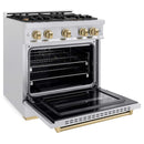 ZLINE 30" Classic Gas Range, Convection Gas Oven DuraSnow® Stainless Steel, Champagne Bronze CGRSZ-30-CB
