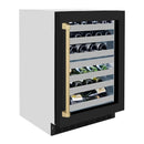 ZLINE 24" Touchstone Dual Zone 44 Bottle Wine Cooler Black Matte Glass Door Champagne Bronze Handle RWDOZ-BLM-24-CB