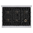 ZLINE 48" Select Dual Fuel Range Gas Cooktop Electric Convection Oven Stainless Steel Black Matte Doors Champagne Bronze HDRZ-BLM-48-CB