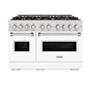 ZLINE 48" Dual Fuel Range, Gas Cooktop, Electric Convection Oven DuraSnow® Stainless Steel, White Matte Door CDRS-WM-48