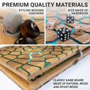 Handmade backgammon made of natural wood and epoxy resin