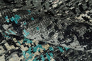 5x8 Hand Knotted Charcoal, Ivory and Blue Modern Abstract  Recycled Silk Area Rug