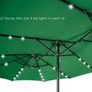 Ainfox 15 x 8.8' Outdoor Double-Sided Market Patio Umbrella Solar Lighted 48 Led Light - Base is not included