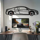 Audi R8 Metal Car Wall Art with Rotating Wheels - Exotic Supercar Silhouette Decor - Interactive Automotive Wall Art KAFMEKA096