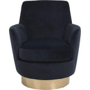 Velvet Swivel Barrel Chair, Swivel Accent Chairs Armchair for Living Room, Reading Chairs for Bedroom Comfy, Round Barrel Chairs with Gold Stainless Steel Base (Black)