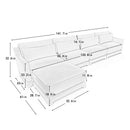 Elegant Four-Seater Sofa with Movable Ottoman in White Chenille Fabric and Ergonomic Design