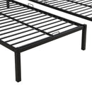 Modern Metal Triple Bunk Bed with Vertical Ladder, Safety Rail, and Storage Shelf in Black