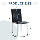 Simple and Versatile Four Black PU Dining Chairs with Silver Metal Legs