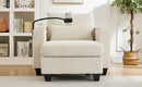 Convertible Chaise Lounge Sofa Chair Sofa Bed with USB Ports, Cup Holders, Phone Holder, and Storage, Beige Corduroy, 37.4'
