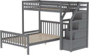 Gray Twin Over Full Bunk Bed With Storage Stairs Solid Wood