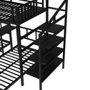 Twin over Twin & Twin Bunk Beds for 3, Twin XL over Twin & Twin Bunk Bed Metal Triple Bunk Bed with Desk & Shelves, Space Saving/Noise Reduction, Black