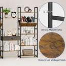 Triple Wide Five Tier Bookshelf Rustic Brown Finish