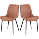 Brown Leathaire Dining Chairs Set of 2,Mid-Century Modern Leathaire Chairs Kitchen Living Room Armless Side Chair with Metal Legs Set Of 2