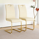 Modern PU dining chair Living room chair Upholstered chair, gold metal chair leg design, kitchen, living room, bedroom, dining room side chair (Set of 2)