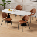 Set of 4 Upholstered PU Leather Dining Chairs Mid-Century Modern Dining Chairs with Curved Backrest for Dining Room Kitchen (Brown)