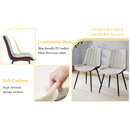 Extended Seat Cushion PU Dining Chair Set - Four Pieces.Smooth line design,Integral metal leg structure,Can integrate well into various modern home decoration styles.Gray and Brown Splicing Colors.