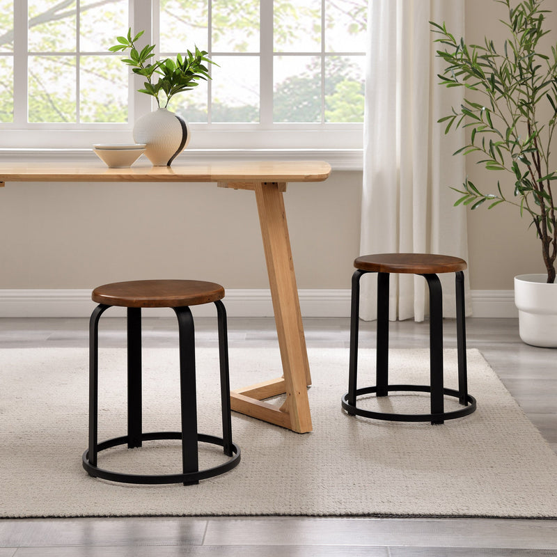 Colton 18" Metal and Wood Round Kitchen Stool