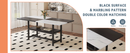 Table and chair set.71*35.4 inch White And Black Spliced Dining Table With Storage Function In The Middle Of The Table Legs.Paired With 8 Black PU Dining Chairs, Simple And Versatile.