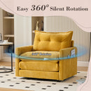 UNITED WE WIN Swivel Barrel Chair - Mid Century Modern Chair, Thick Padded Arm Chair with Solid Metal Base, Comfortable Single Sofa Chair, Swivel Accent Chair for Living Room Bedroom