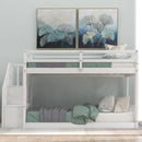 Norset - Twin Over Twin Floor Bunk Bed, Ladder With Storage