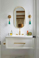 18W X 36H Oval Framed Wall Mount Vanity Mirror Matte Black