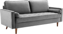 Valour Performance Velvet Sofa Gray Mid Century Modern