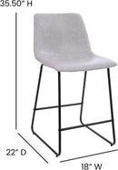 Reagan 24 Inch LeatherSoft Counter Height Bar Stools Set Of 2 Light Gray