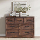 Walnut Farmhouse Dresser 7 Drawers Metallic Handles