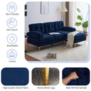 Modern Velvet L Shaped Sectional Sofa for Living Room and Bedroom, Blue, 82.6 Inch