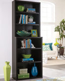 Tall Bookshelf Black Walnut Finish With Adjustable Shelves