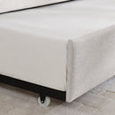 Full Size Daybed with Trundle Upholstered Sofa Bed, with Vertical Stripes, Linen Fabric, Beige (82.5'x58'x30')
