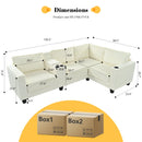 L-shaped 4-seater 105.5''*66.5'' corduroy sofa, large storage armrests with center console, USB charging, left and right seats can be switched, 2 packages of 130